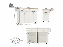 Online Carrito de cocina móvil - Isla de cocina con 2 cajones y 4 puertas - Especiero y toallero Isla Cocina
