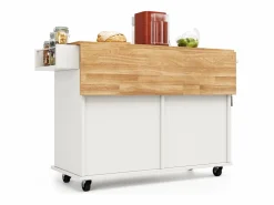Online Carrito de cocina móvil - Isla de cocina con 2 cajones y 4 puertas - Especiero y toallero Isla Cocina