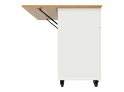 Hauss Spole Carrito de cocina móvil con tapa extensible chapada en imitación madera, 3 cajones y 3 puertas incluidas, - 133x70x88cm