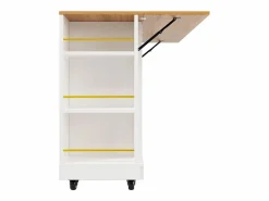 Sale Carrito de cocina móvil con tablero extensible chapado en imitación madera, 2 cajones, 2 puertas y estantes incluidos, - 120x65x90cm Mueble Camarera