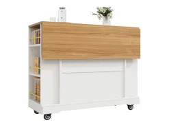Sale Carrito de cocina móvil con tablero extensible chapado en imitación madera, 2 cajones, 2 puertas y estantes incluidos, - 120x65x90cm Mueble Camarera