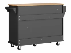 Carrito de cocina móvil de madera con 1 puerta y 5 cajones, aparador con almacenaje 134x46x92 cm -