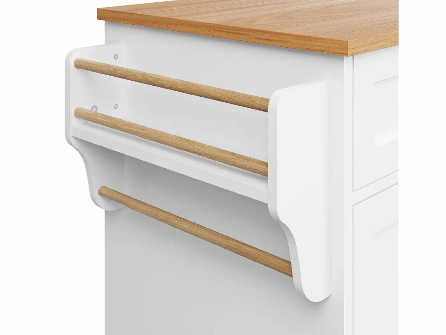 Discount Carrito de cocina móvil de madera con 1 puerta y 5 cajones, aparador con almacenaje 134x46x92 cm - Blanco