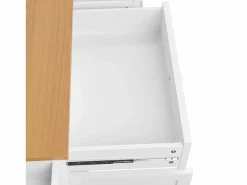 Discount Carrito de cocina móvil de madera con 1 puerta y 5 cajones, aparador con almacenaje 134x46x92 cm - Blanco