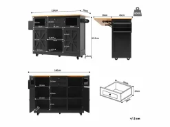 Hot Carrito de cocina con encimera de madera, toallero y estantes ajustables Isla Cocina