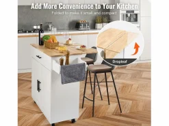 Carrito de Cocina SucceBuy de 89,9 cm, Armario con Ruedas, Cajón y Soporte, Color