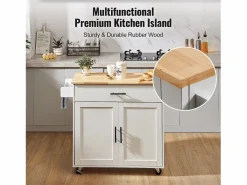 Carrito de Cocina SucceBuy de 89,9 cm, Armario con Ruedas, Cajón y Soporte, Color