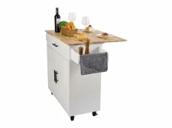 Carrito de Cocina SucceBuy de 89,9 cm, Armario con Ruedas, Cajón y Soporte, Color