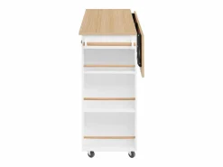 Clearance Carrito de cocina 100x40x91,5 con mesa de comedor extensible, papeleras y toallero en color para cocina y comedor Blanco