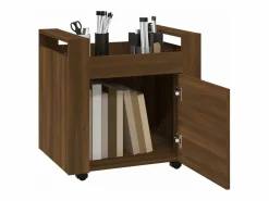 Outlet Carrito de escritorio contrachapada marrón roble 60x45x60 cm Cajonera De Escritorio