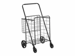 Carrito de Lavandería con Ruedas SucceBuy, Capacidad de 50 Kg, 4 Ruedas, Carrito de Supermercado de Más de 85 L con 2 Cestas