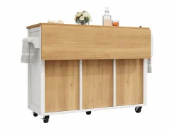 Hot Carrito de servicio - Carrito de servicio con 4 cajones y 2 puertas - Bandeja retráctil y especiero - para comedores y cocinas Isla Cocina
