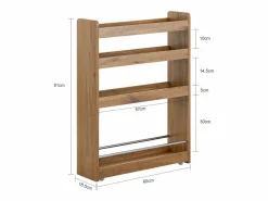 Sale Carrito Multiuso con 4 Ruedas y 4 Bandejas Carrito Estrecho para Cocina y Baño Marrón 60 x 18,5 x 81 cm NSR01-PF ES Estantería Sobre Inodoro