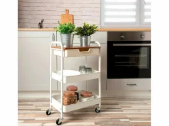 Carrito multiusos Garbo Quid 3 niveles con ruedas /natural 75x46,5x30,5 cm