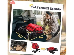 Hot Carrito para perros y gatos, plegable, con funda de poliéster, color , 4 ruedas giratorias (76,5 x 52 x 95 cm) Transportín De Paseo Para Animales