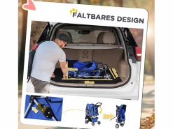 Hot Carrito plegable para perros y gatos, diseño práctico, tela oxford, , con freno y mosquitera (75x45x97cm) Transportín De Paseo Para Animales