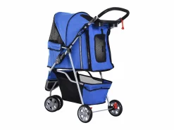 Hot Carrito plegable para perros y gatos, diseño práctico, tela oxford, , con freno y mosquitera (75x45x97cm) Transportín De Paseo Para Animales