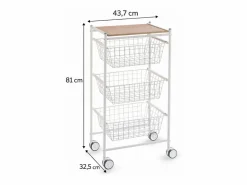 Don Hierro Carrito verdulero con 3 cestas extraíbles grandes- -Haya - 81*43,7*32,5 cm - AXO Blanco