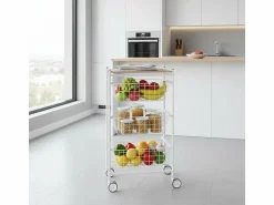Don Hierro Carrito verdulero con 3 cestas extraíbles grandes- -Haya - 81*43,7*32,5 cm - AXO Blanco