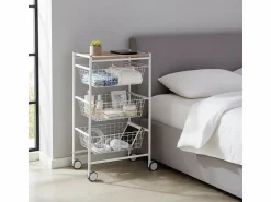 Don Hierro Carrito verdulero con 3 cestas extraíbles grandes- -Haya - 81*43,7*32,5 cm - AXO Blanco