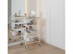 Don Hierro Carrito verdulero con 3 cestas extraíbles grandes- -Haya - 81*43,7*32,5 cm - AXO Blanco