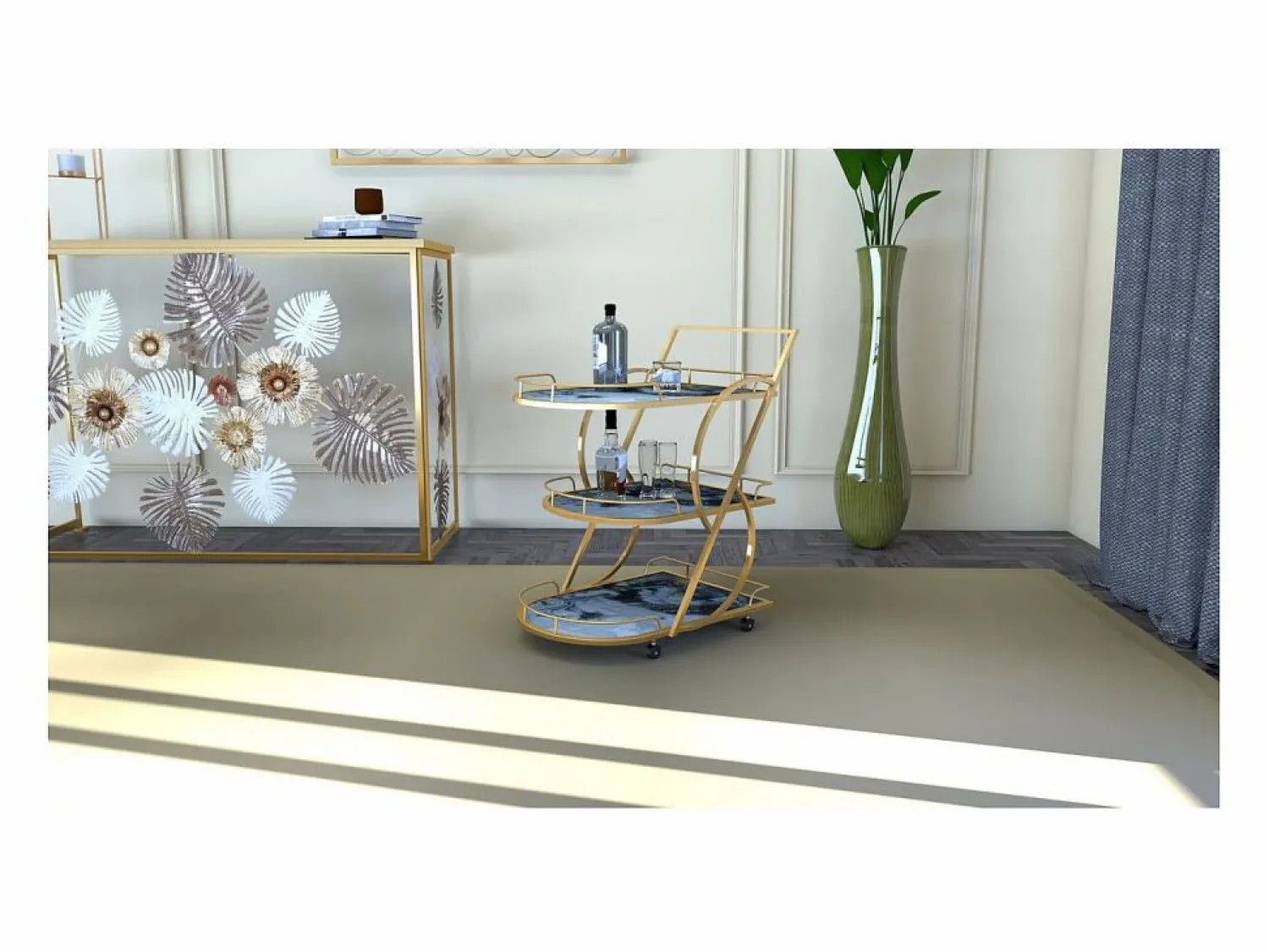 Online Carrito VKH2, Oro, 71x45,5x84,5 cm, Kendra Home Dorado