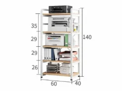Online Carro de Almacenamiento con 5 Estantes y Soporte de Impresora de Gran Resistencia para Oficina Cocina Dormitorio 60x40x140 cm y Madera Armario Oficina