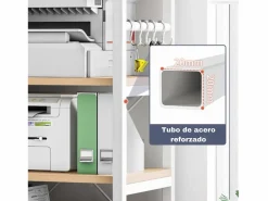 Online Carro de Almacenamiento con 5 Estantes y Soporte de Impresora de Gran Resistencia para Oficina Cocina Dormitorio 60x40x140 cm y Madera Armario Oficina