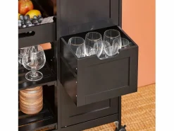 Outlet Sobuy Carro de Almacenamiento Mueble Auxiliar Cocina Carrito de Servir con 3 Cajones 2 Estantes y 1 Bandeja Extraíble FKW79-SCH ES Negro