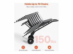 New Carro de Apoyo Porta Sillas Plegables SucceBuy, para 10 Sillas, Carga 68kg para Empujar Silla Conferencia