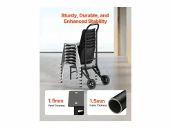 New Carro de Apoyo Porta Sillas Plegables SucceBuy, para 10 Sillas, Carga 68kg para Empujar Silla Conferencia