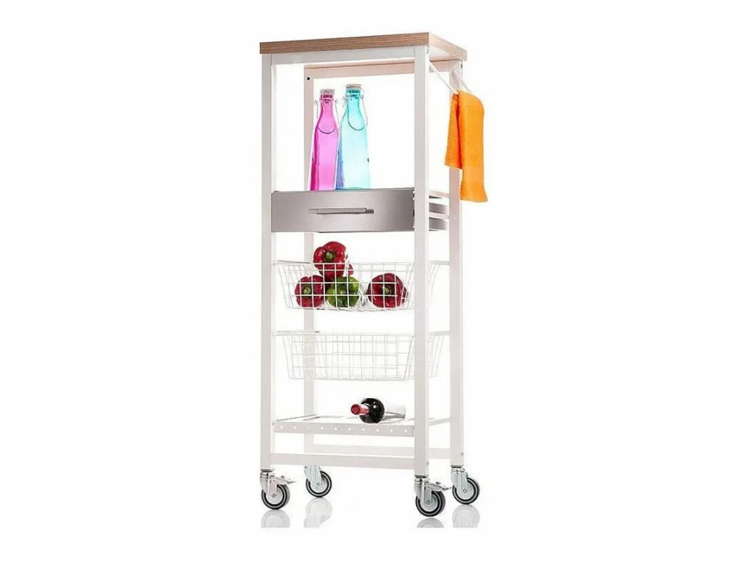 Don Hierro Carro de cocina alto, Carro Verdulero - color , Inox, Olmo - 123*48,5*34 cm - ONDA ALTO