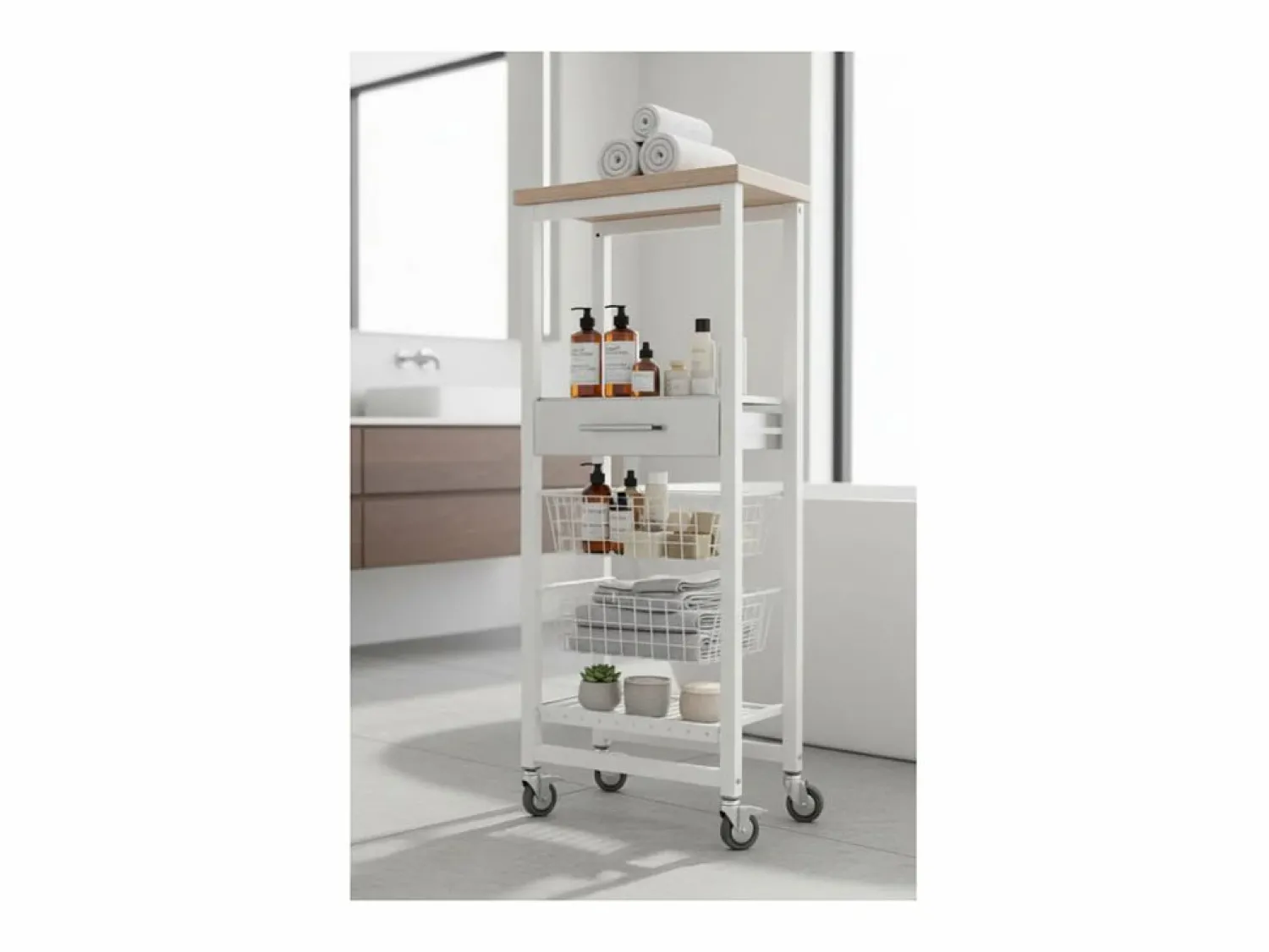 Don Hierro Carro de cocina alto, Carro Verdulero - color , Inox, Olmo - 123*48,5*34 cm - ONDA ALTO