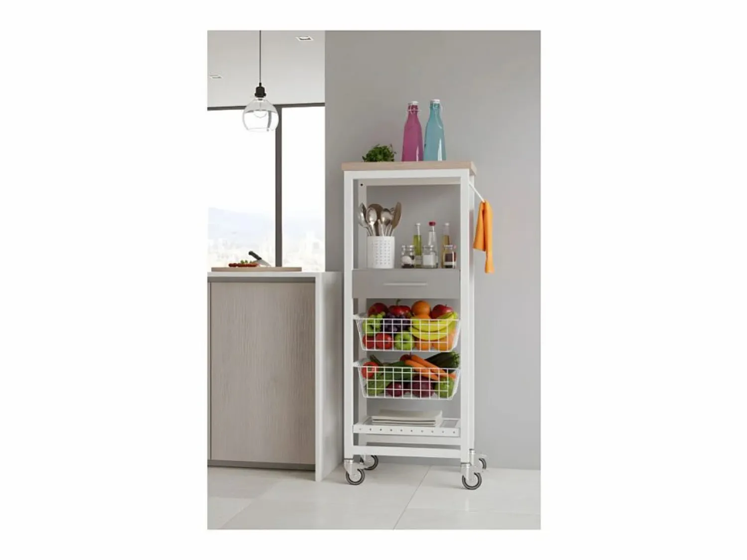 Don Hierro Carro de cocina alto, Carro Verdulero - color , Inox, Olmo - 123*48,5*34 cm - ONDA ALTO