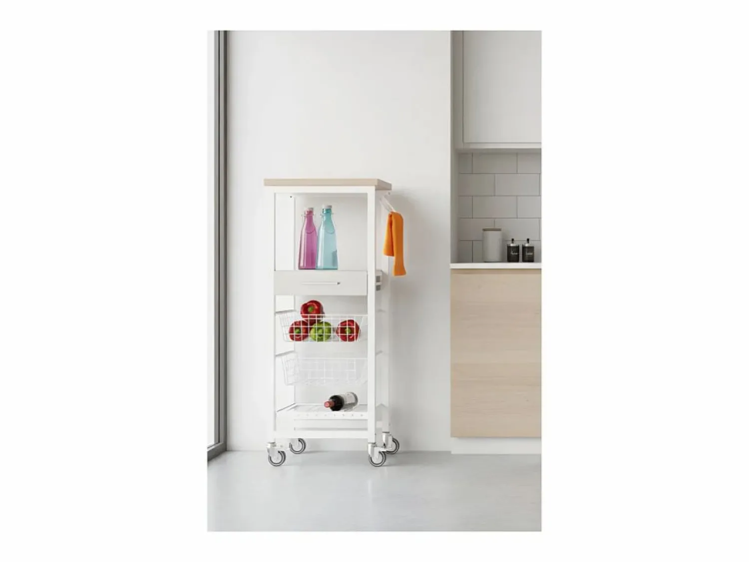Don Hierro Carro de cocina alto, Carro Verdulero - color , Inox, Olmo - 123*48,5*34 cm - ONDA ALTO