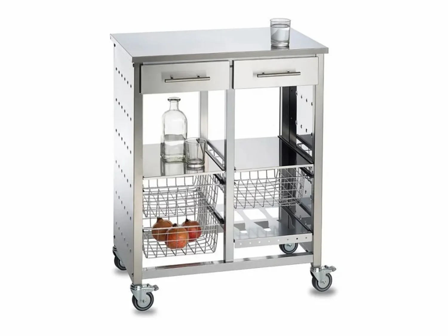 Don Hierro Carro de cocina, Carro Verdulero doble - 92*72,5*45,5cm – MALMÖ INOX Plateado