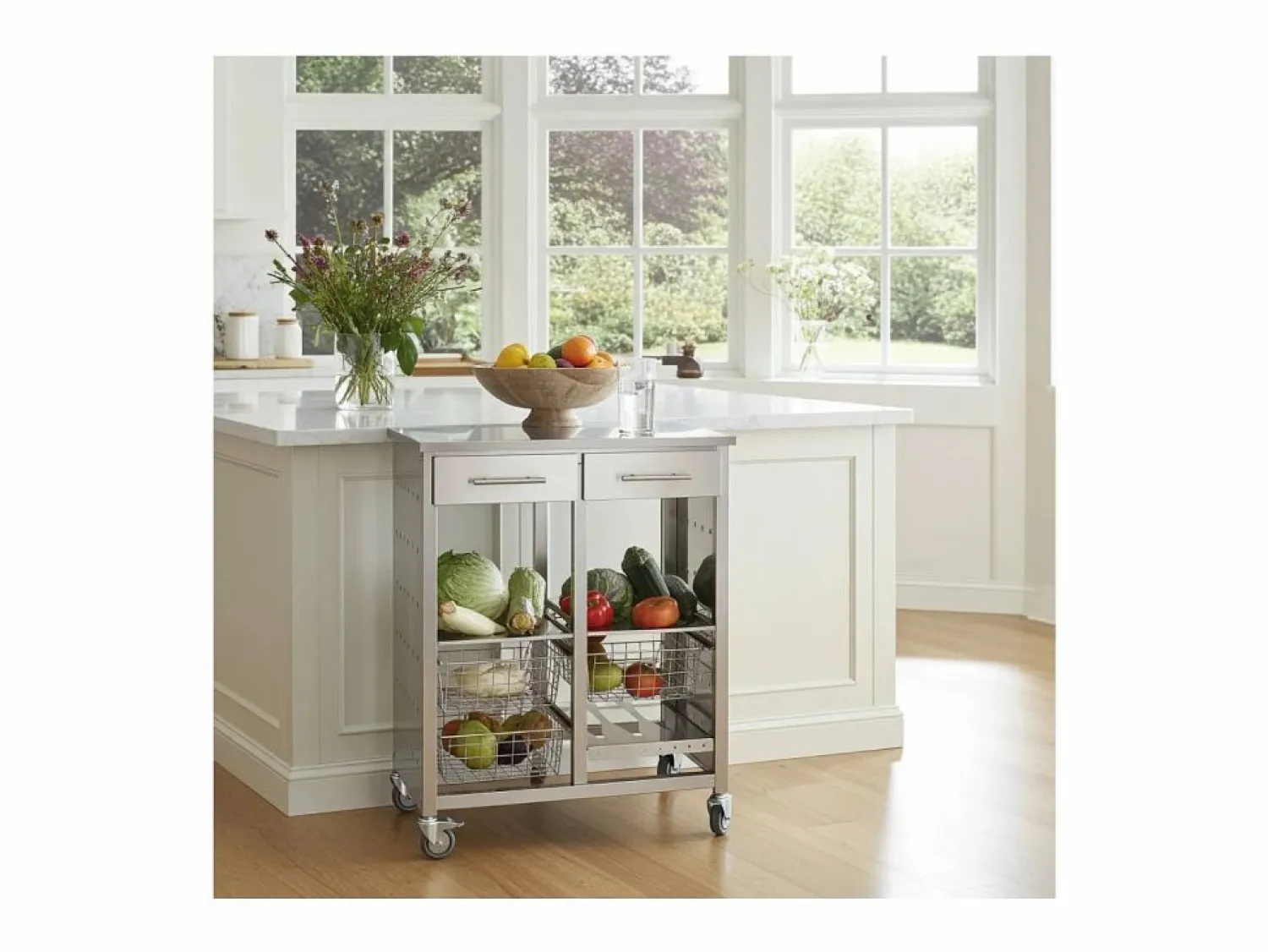 Don Hierro Carro de cocina, Carro Verdulero doble - 92*72,5*45,5cm – MALMÖ INOX Plateado