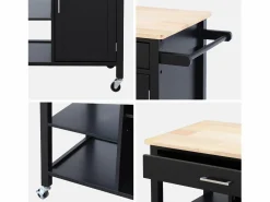 New Carro de cocina con bandeja de madera de pino Mueble Camarera