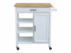 Online Sweeek Carro de cocina con bandeja de madera de pino Blanco