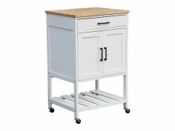 Sweeek Carro de cocina con encimera de madera de pino
