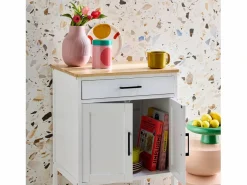 Sweeek Carro de cocina con encimera de madera de pino