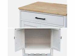 Sweeek Carro de cocina con encimera de madera de pino