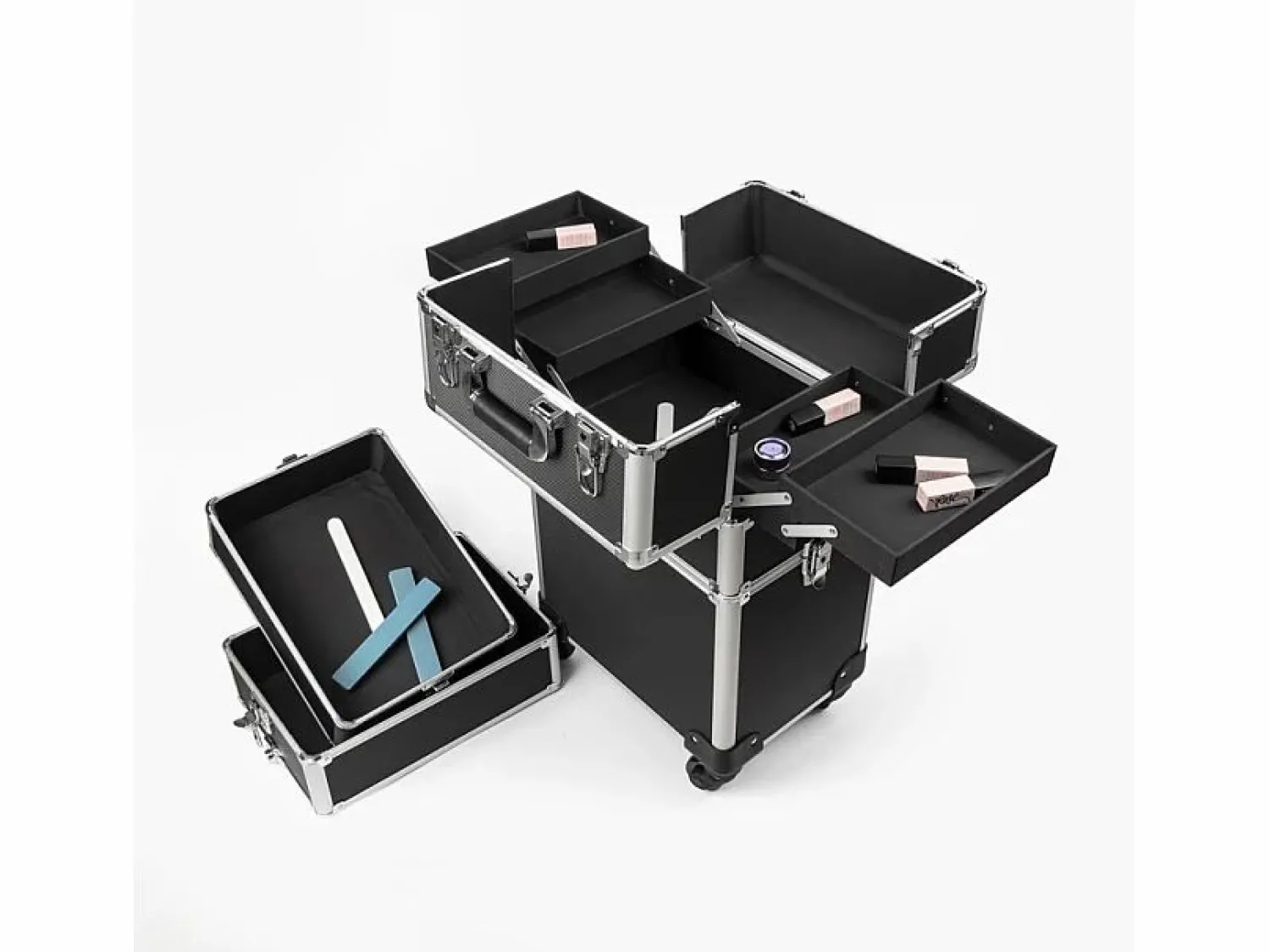AHD Carro de maquillaje esteticista modular 3 estantes 4 ruedas Aldeb