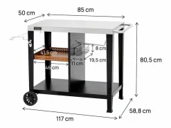 Hot Carro de servicio para barbacoa "Gelia" 117 x 59 cm - Acero inoxidable - Materiales Y Utensilios De Cocina