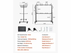 Carro de Servicio SucceBuy, Soporte de Silla Plegable para 84 Sillas/12 Mesas + 42 Sillas, Carga Máxima 363 kg, con Ruedas y Soportes en Caucho