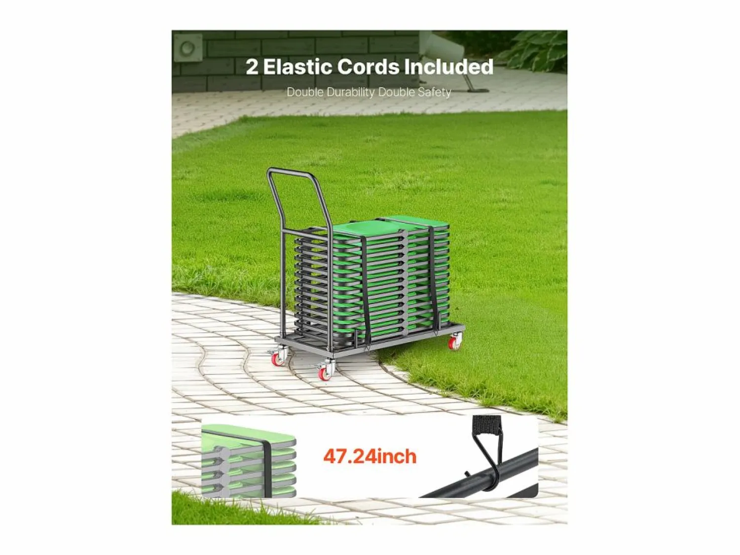 New Carro de Servicio SucceBuy, Capacidad de 136 kg, Diseño en L para 25 Sillas, Almacenamiento Horizontal, Mate Negro