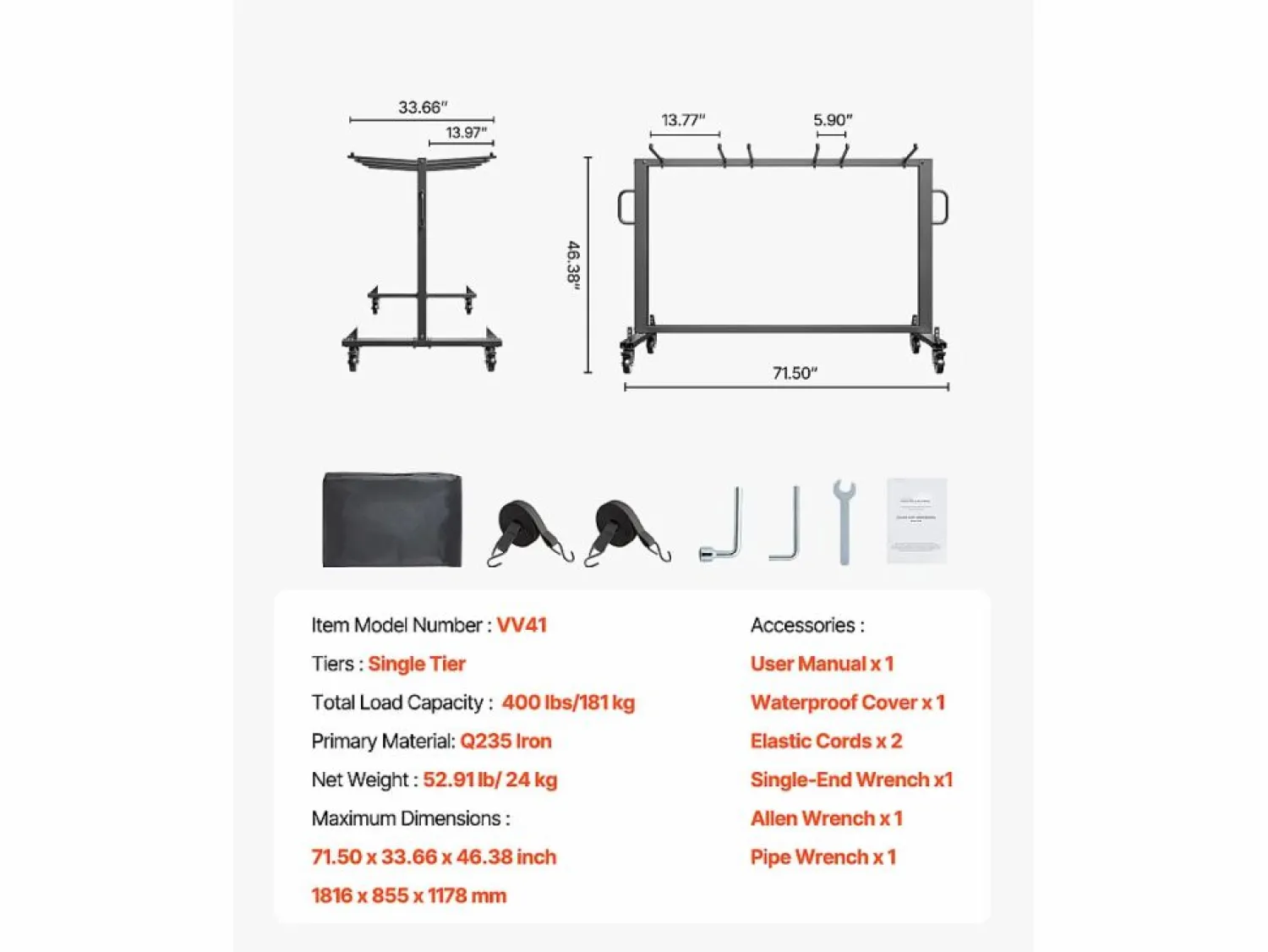 Hot Carro de Servicio SucceBuy, Soporte de Silla Plegable, Capacidad de 181 kg, para 42 Sillas y 12 Mesas con Ruedas, Negro