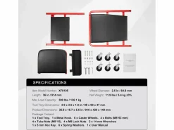 Clearance Carro de Visita SucceBuy Taburete de Garaje Plegable de 91cm, Capacidad de 136kg para Mecánico, Equipado con Seis Ruedas Giratorias 360° de 6,48 cm Rojo