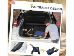 Carro plegable para perros, con cojín, bolsillos laterales y ventanas de malla, poliéster, azul (102x62x105cm)