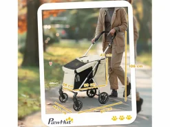 Discount Carro plegable para perros y gatos fabricado en aluminio, ligero y resistente, poliéster, color (80x48,5x106cm) Transportín De Paseo Para Animales